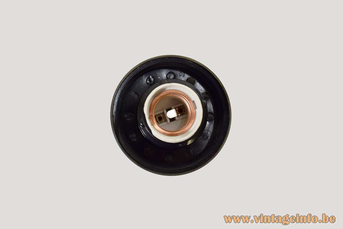 RZB Globe flush mount black Bakelite ceiling light E27 lamp socket leuchten 1950s 1960s Germany