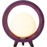 Ceramic CirclaCeramic circled globe table lamp round purple ring holes white opal globe lampshade 1960s 1970s ed Globe Table Lamp round purple coloured ring white opal globe 1960s 1970s MCM