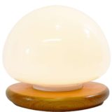 Cosmo table lamp round pinewood base white opal glass lampshade 1970s 1980s Cosmo Designs LTD England