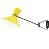 Foldable diabolo wall lamp aluminium perforated pentagonal stars lampshade articulating rods 2 B22 sockets Lunel France