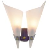 Rotaflex night fly wall lamp 2 white conical wings lampshades black Bakelite mount 1950s 1960s