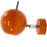Orange globe wall lamp round metal base spotlight eyeball lampshade 1960s Te De Light Belgium