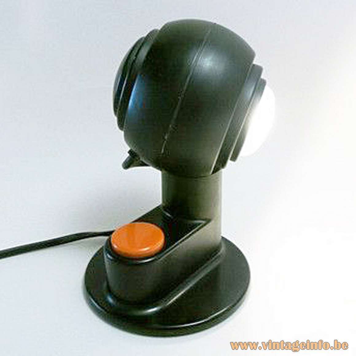 Osram Concentra Agilo Table Lamp black plastic magnetic globe orange round switch Schlagheck Schultes Design 1977