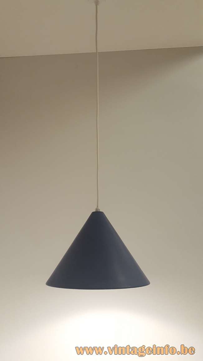 Louis Poulsen Billiard pendant lamp purple-blue enamelled metal conical lampshade  Denmark 1960s 1970s