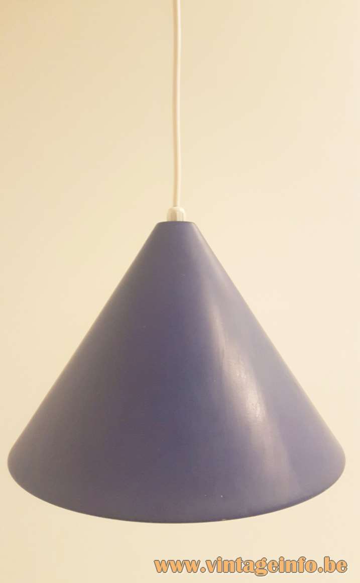 Louis Poulsen Billiard pendant lamp purple-blue enamelled metal conical lampshade  Denmark 1960s 1970s