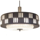 Schmahl & Schulz pendant lamp glass rods tubes & disc black metal lampshade 1960s 1970s Germany E27 sockets