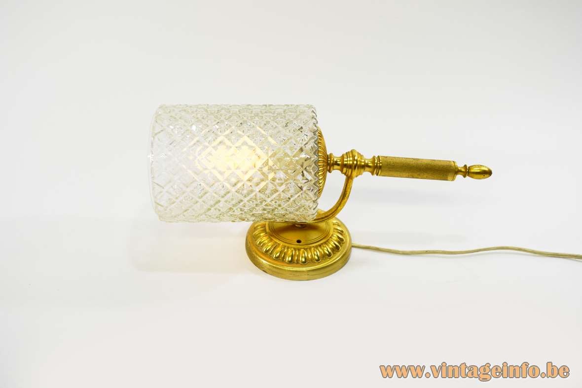 Sciolari classic wall lamp tubular clear embossed glass lampshade round brass wall mount 1960s 1970s Italy