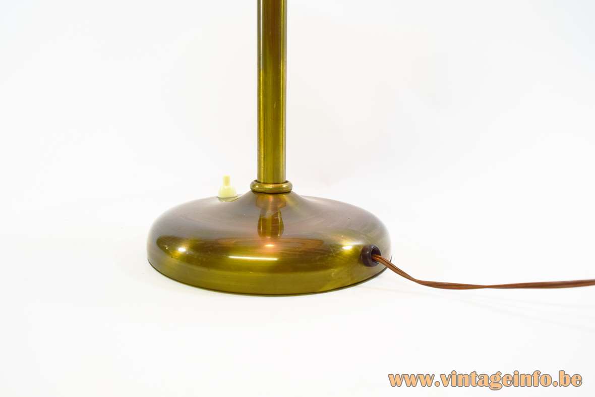 Brass Bauhaus table lamp round base and lampshade frosted glass diffuser 1930s 1940s 1950s art deco