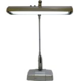 Dazor Floating Fixture 2324 work lamp grey metal base & rectangular balancing lampshade 1940s 1950s 1960s 1970s