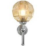 Honsel Leuchten wall lamp sconce faceted glass globe chrome Hans-Agne Jakobsson 1960s 1970s E14 socket