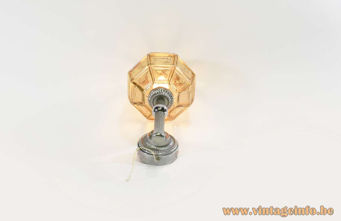 Honsel Leuchten wall lamp sconce faceted glass globe chrome Hans-Agne Jakobsson 1960s 1970s E14 socket