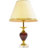 Le Dauphin table lamp clear acrylic square base maroon brown ceramics globe conical lampshade 1970s 1980s