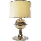 Vit Kellj table lamp nickel plated chrome Saturn globe white acrylic Perspex lampshade silver 1970s MCM