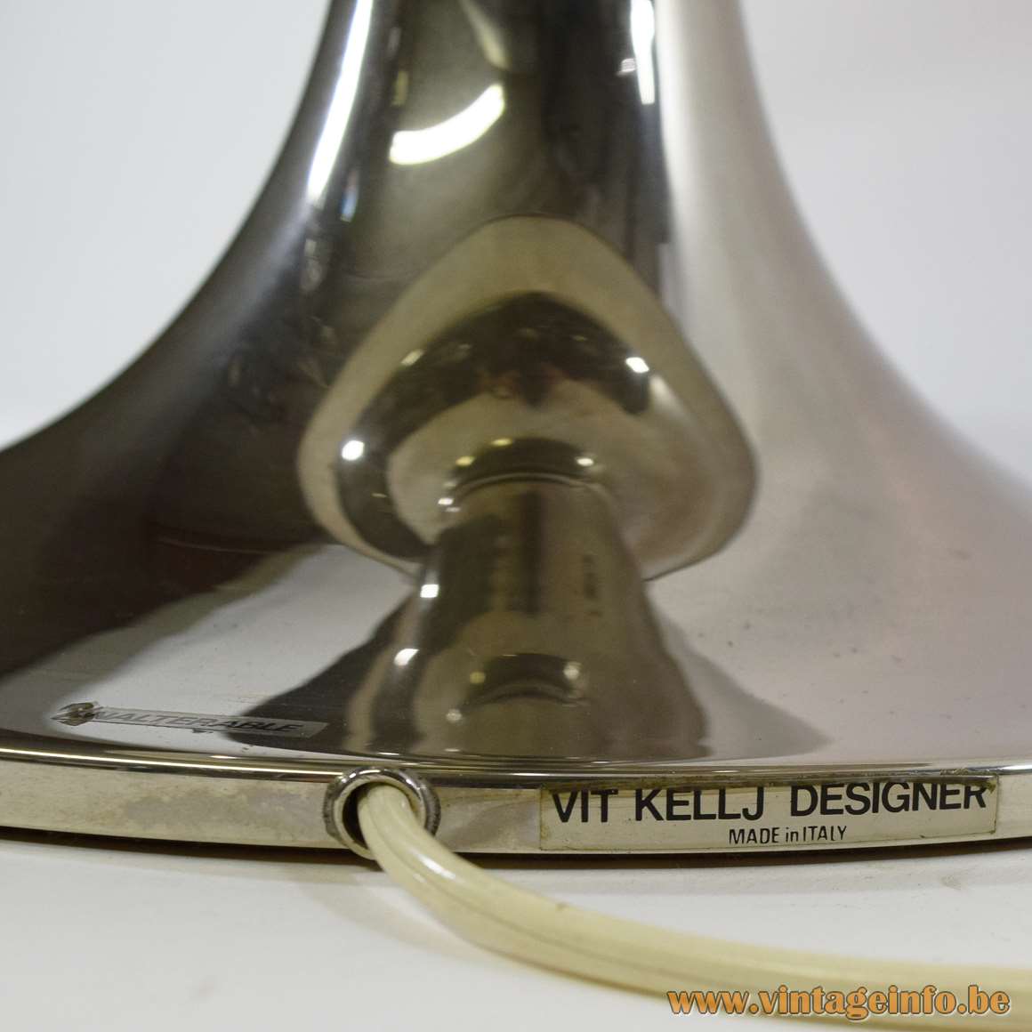 Vit Kellj Table Lamp nickel plated round Saturn globe white acrylic lampshade silver plated 1970s MCM