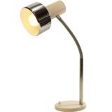 1960s beige gooseneck desk lamp round flat base chrome rod & goose-neck tube lampshade Massive E27 socket