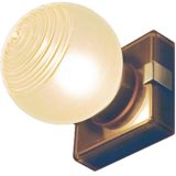 1970s art deco style wall lamp with square base in smoked acrylic chrome frosted glass globe