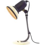 Beige 1970s desk lamp round base flat rod black lampshade Brilliant Leuchten Germany E27 lamp socket