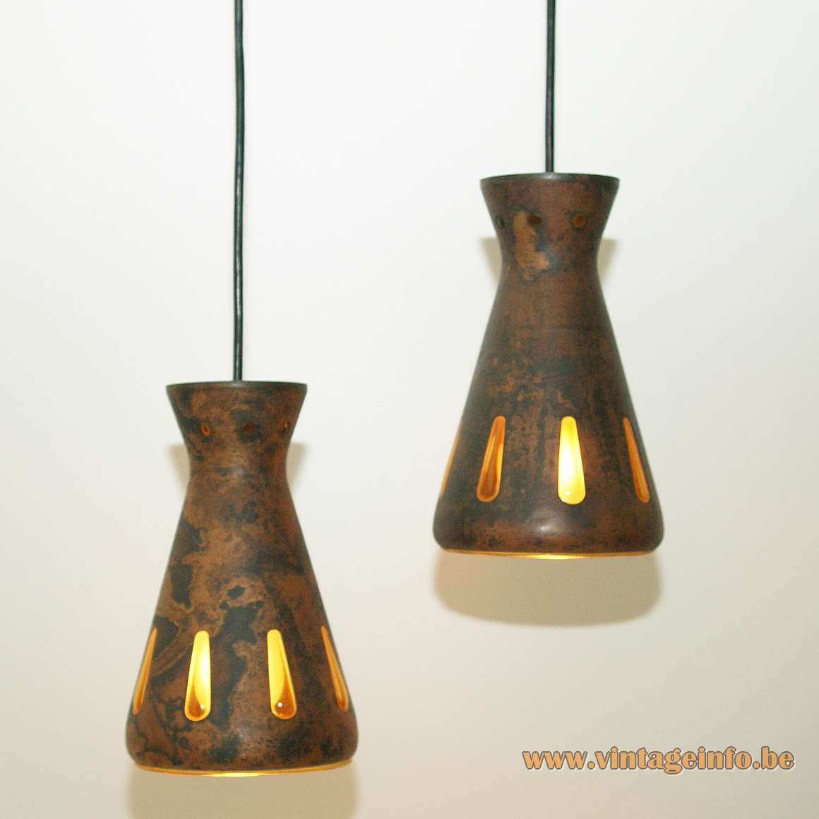Burned Copper Caged Glass Pendant Lamps