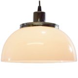 Harvey Guzzini Faro pendant lamp white acrylic Perspex mushroom lampshade chrome lid 1960s 1970s Italy