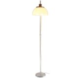 Harvey Guzzini Faro floor lamp white acrylic Perspex lampshade chrome base long rod 1960s 1970s 2249 4509