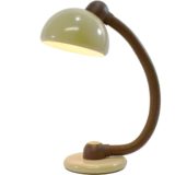 Klaus Hempel desk lamp beige round base brown goose-neck half round lampshade 1970s 1980s Hustadt Leuchten
