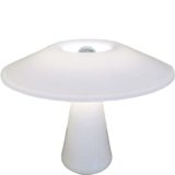 Holmegaard Phoenix table lamp design: Sidse Werner white opal glass mushroom lampshade 1980s Denmark E27 socket