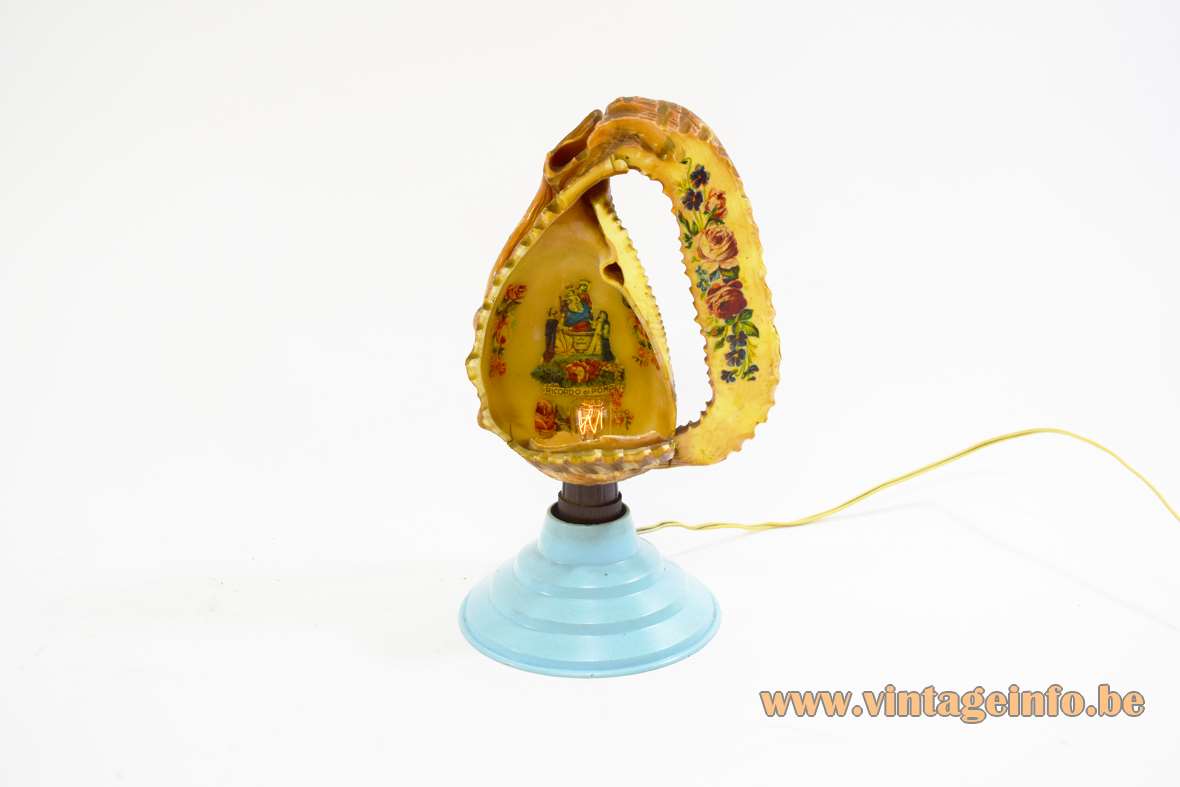 Ricordo Di Pompei Table Lamp tourist souvenir from Napels Italy made of a shell 1950s 1960s