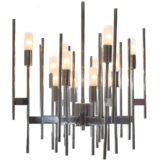 Sciolari chrome tubes chandelier long rods & slats Gaetano Sciolari geometric design 1960s 1970s Italy E14 sockets