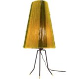 Tripod Wool Table Lamp conical lampshade DIY 1960s 1970s ocher brown E27 socket MCM