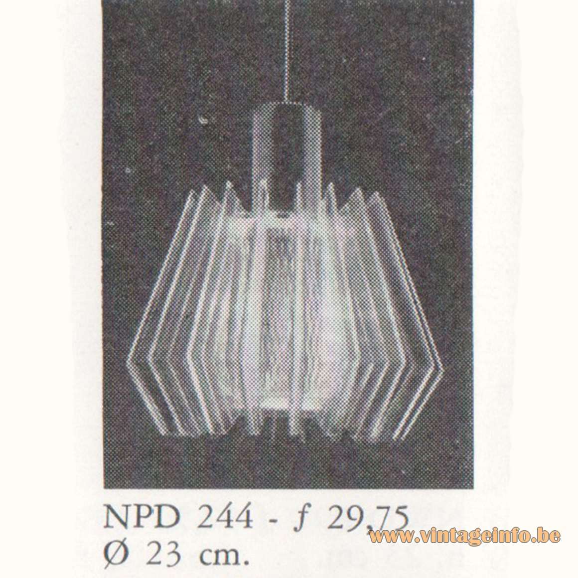 1967 Philips Slats Pendant Lamp NPD 244 clear plastic acrylic aluminium cylinder tube Philips 1970s MCM