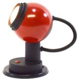 1970s magnetic table lamp red metal globe lampshade black plastic base Germany 1980s BJB switch