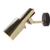 Chrome wall lamp black round base adjustable tubular lampshade Les Ateliers Boulanger spotlight 1970s 1980s Belgium