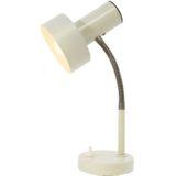 East German desk lamp round white metal base chrome gooseneck white lampshade 1970s MCM Massive Belgium