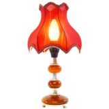 Italian kitsch table lamp round chrome base veined plastic pantyhose lampshade small 1950s 1960s 1970s vintage