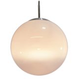 Morning dew globe pendant lamp big misty & clear white glass lampshade Raak Targetti 1960s 1970s vintage aluminium