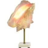 Queen Conch table lamp brass rod square marble base brass rod shell lampshade E14 socket 1970s