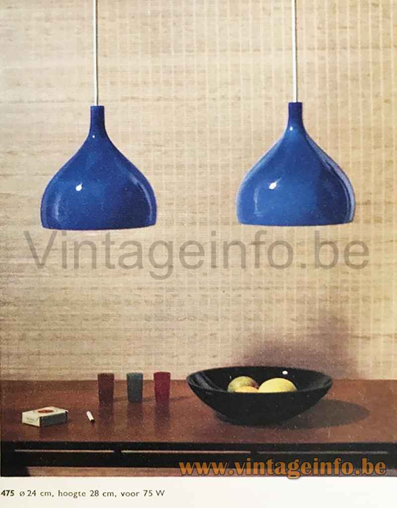 Venini Blue Pendant Lamp - 1969 Catalogue Picture