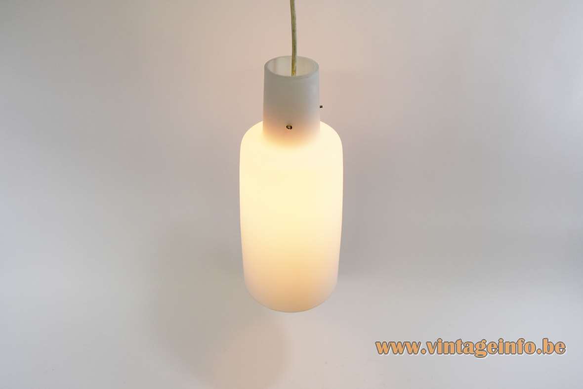 1950s opal glass pendant lamp bell shaped white frosted tubular lampshade 1960s E27 socket vintage mcm