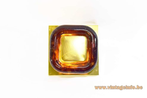 1970s Square Brass Glass Wall Lamp 7