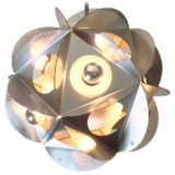 Acona Biconbi chandelier chrome metal polyhedra lampshade design: Bruno Munari Danese Italy 1960s 1970s vintage MCM