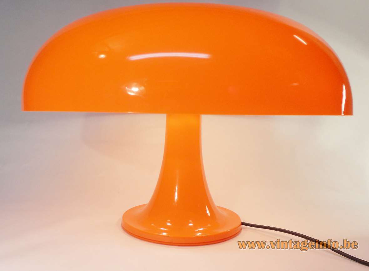 Artemide Nesso table lamp orange ABS plastic base mushroom lampshade 1960s design 3 E14 sockets Italy 