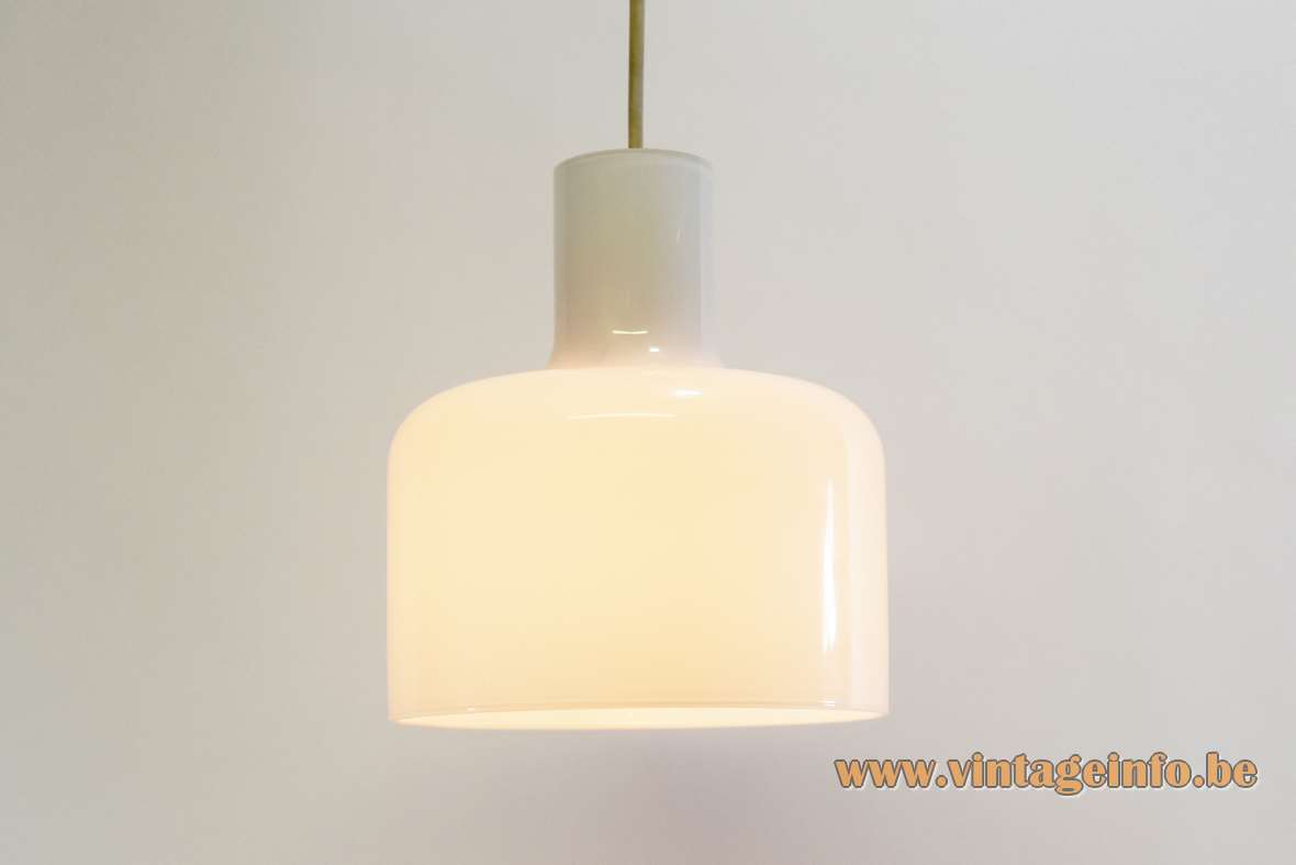 Opal glass bell pendant lamp clock bell shaped white crystal lampshade E27 socket 1950s 1960 1970s 