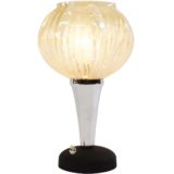 Black and chromed metal table lamp cast iron base conical tube globe glass lampshade 1960s 1970s