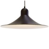 Brown witch hat pendant lamp round metal iron lampshade white inside Massive 1970s 1980s vintage MCM