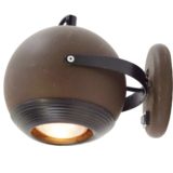 EH Leuchten eyeball wall lamp adjustable brown globe lampshade black metal 1970s 1980s Germany E27 socket