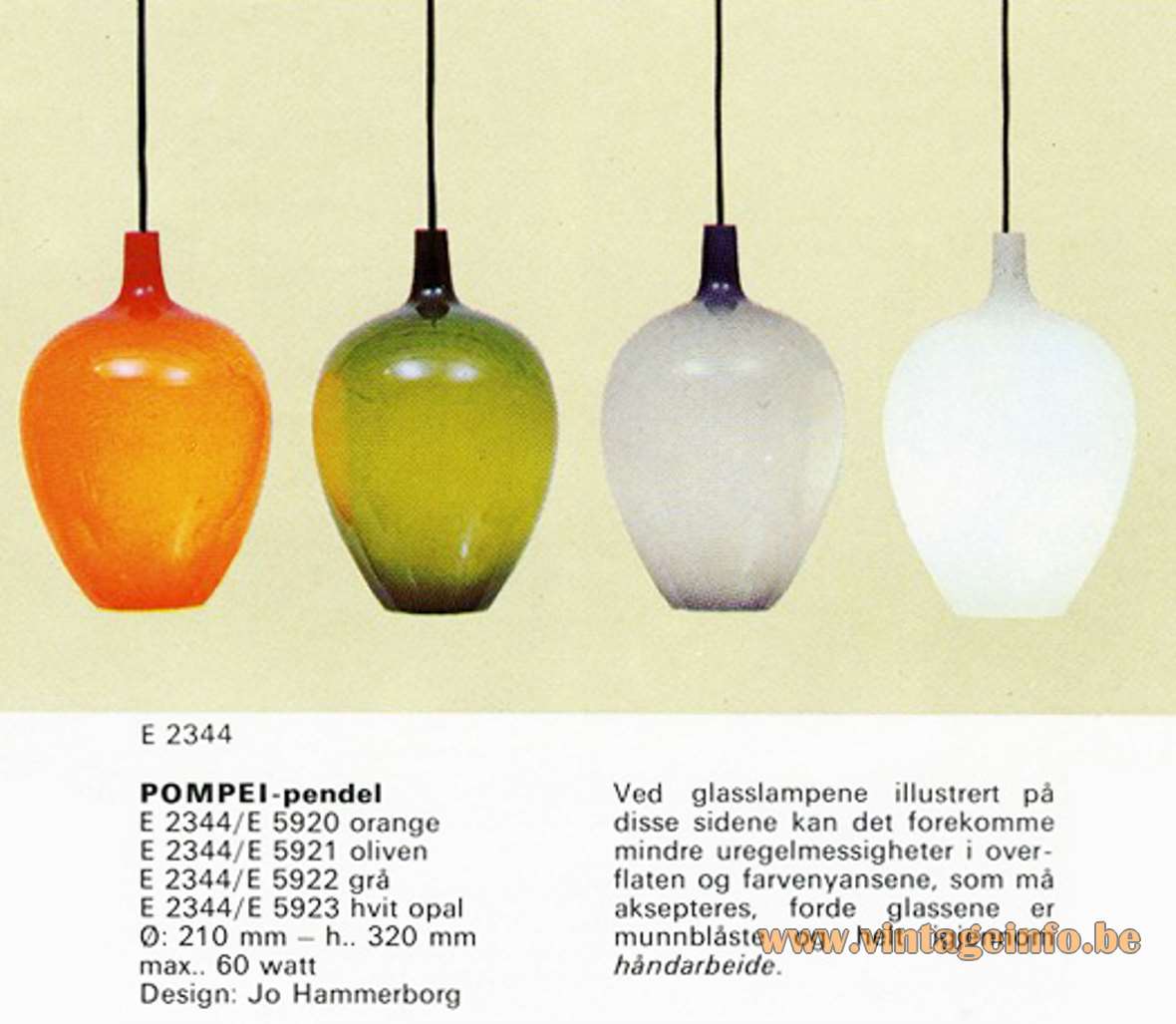 Fog & Mørup Pompeï Pendant Lamps - Catalogue Picture