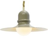 Herda rise & fall metal pendant lamp witch hat lampshade round opal glass diffuser 1960s 1970s