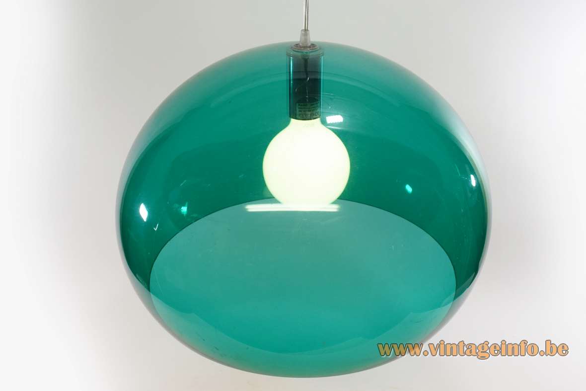 Kartell FL/Y pendant lamp big green translucent acrylic plastic globe lampshade 2002 design: Ferruccio Laviani Italy