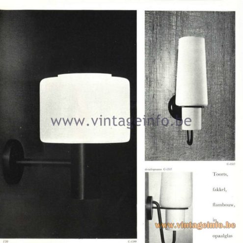 Raak Opal Glass Pendant Lamp - Raak Catalogue 5 - 1962 - Wall Lamp C-1517