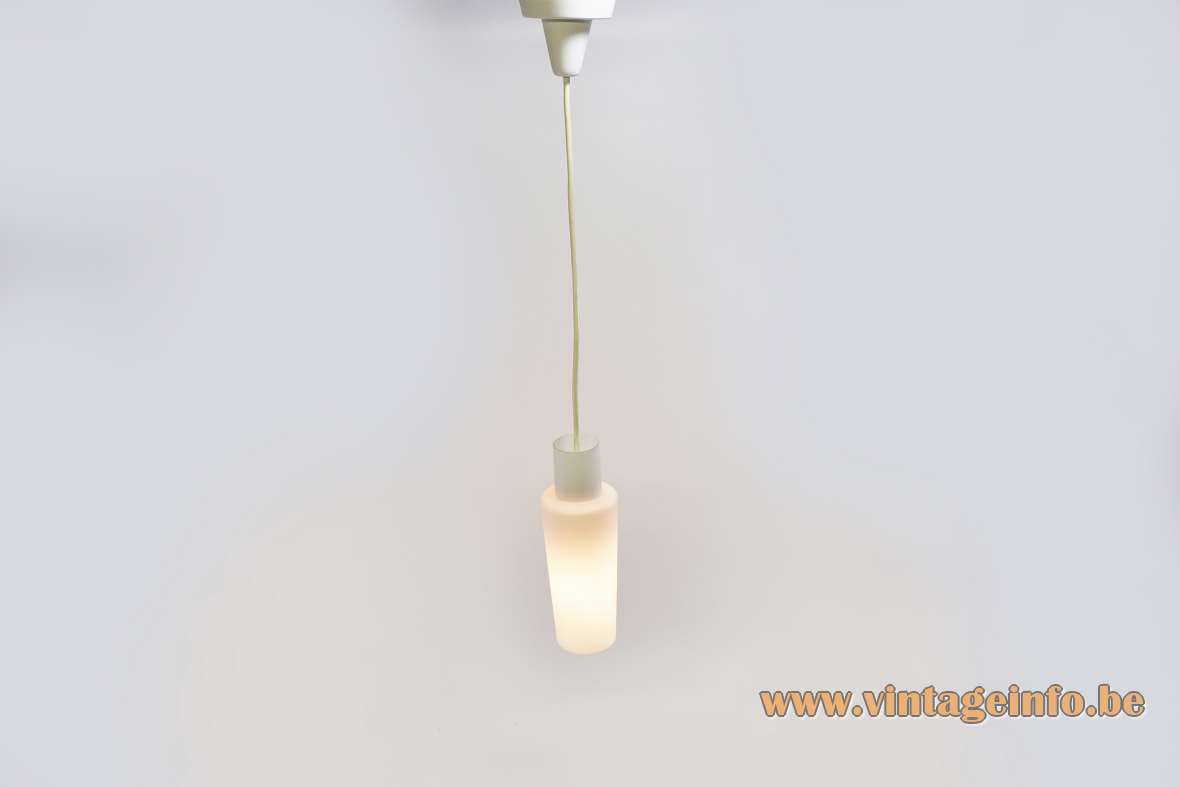 Raak opal glass pendant lamp long white tubular lampshade E27 socket 1950s 1960s The Netherlands vintage